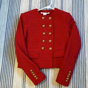 Veronica Beard Bentley Cotton Blend Tweed Jacket size 00. Nantucket Red.